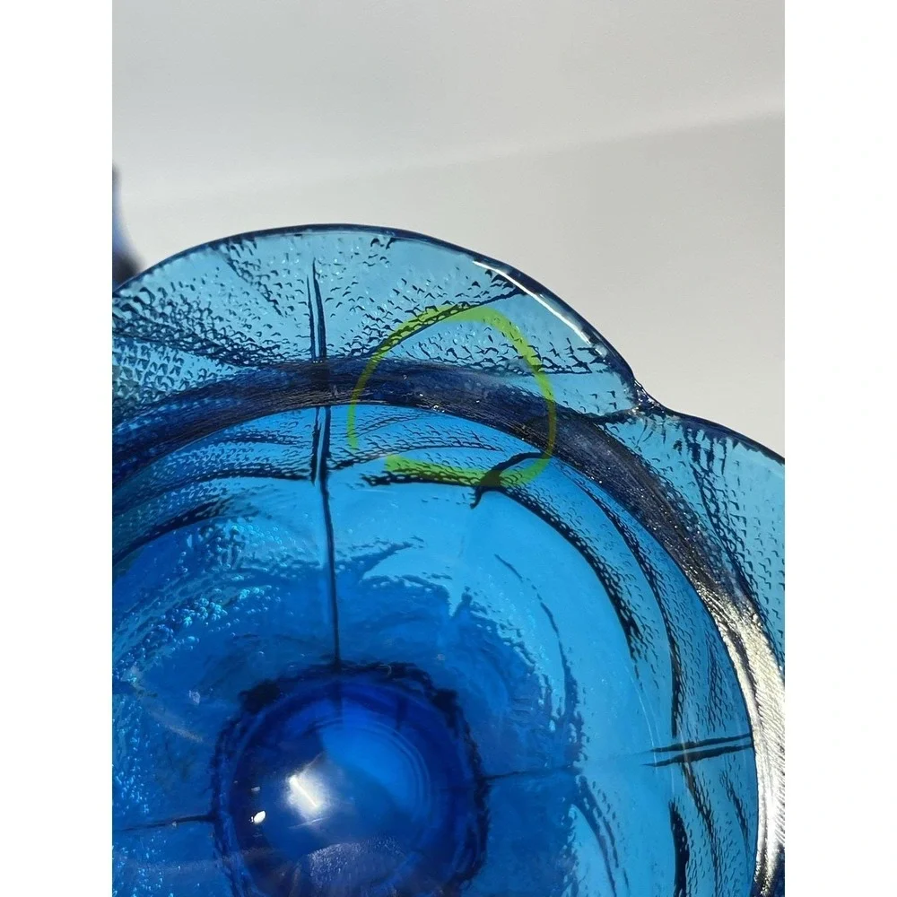 Vintage Viking Glass Blue Cabbage Leaf fairy lamp READ